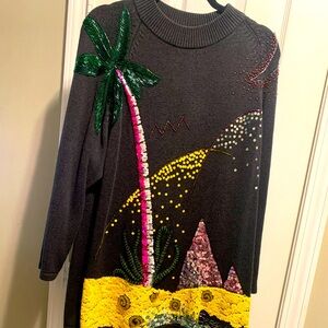 Vintage Sergio Lopez Sequin Sweater Palm Tree.
Beautiful to wear anywhere.